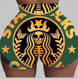 Plus Size Sexy Printed Bodycon Mini Shorts SHD-9315