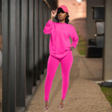 Fashion Solid Color Long Sleeve T-shirt Pants Casual Sports Home Set XMY-9263