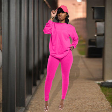 Fashion Solid Color Long Sleeve T-shirt Pants Casual Sports Home Set XMY-9263