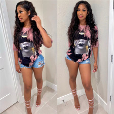 Fashion Printed Short Sleeve T-shirt LSL-6387