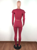 Fashion Ruffled Long Sleeve Two Piece Set LX-6876