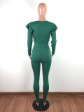Fashion Ruffled Long Sleeve Two Piece Set LX-6876