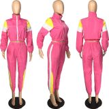 Tracksuit Patchwork Long Sleeve 2 Piece Sets LM-8194