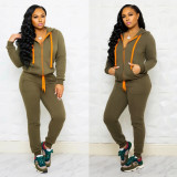 Casual Hooded Long Sleeve Plush Two Piece Suits NK-8563