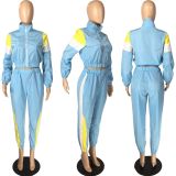 Tracksuit Patchwork Long Sleeve 2 Piece Sets LM-8194