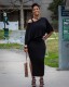 Solid Tops+Split Tank Dress Two Piece Sets BLX-7528