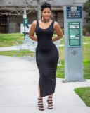 Solid Tops+Split Tank Dress Two Piece Sets BLX-7528