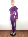 Fashion Ruffled Long Sleeve Two Piece Set LX-6876