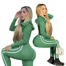 Fashion Ruffled Long Sleeve Two Piece Set LX-6876