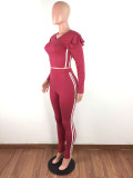 Fashion Ruffled Long Sleeve Two Piece Set LX-6876