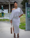 Solid Tops+Split Tank Dress Two Piece Sets BLX-7528