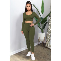 Solid Hooded Long Sleeve Tight Two Piece Sets ASL-6299