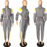 Tracksuit Patchwork Long Sleeve 2 Piece Sets LM-8194