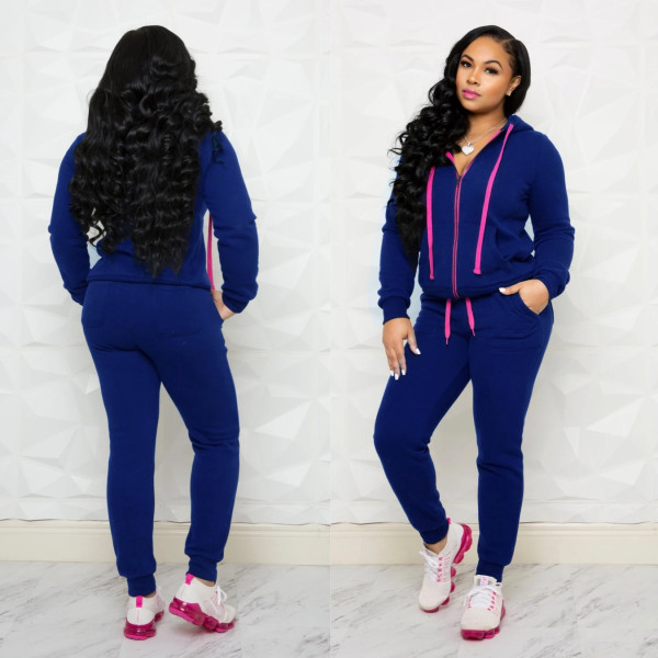 Casual Hooded Long Sleeve Plush Two Piece Suits NK-8563