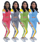 Tracksuit Patchwork Long Sleeve 2 Piece Sets LM-8194