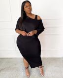 Solid Tops+Split Tank Dress Two Piece Sets BLX-7528