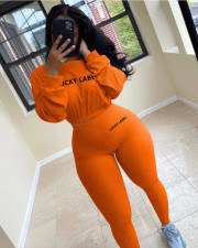 Plus Size Letter Long Sleeve 2 Piece Pants Set LDS-3239