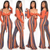 Geometric Print Crop Top Strap Pants 2 Piece Sets GLF-8040