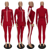 LUCKY LABEL Letter Embroidery Zipper Sports Two Piece Set XYF-9055