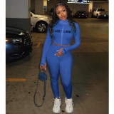 Rib Embroidery Letter Zipper Sports Two Piece Set XYF-9052