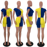 Sexy Splice Contrast Sports Two Piece Set XYF-9018