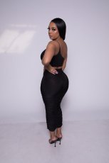 Sexy One Shoulder Sling Top And Ruched Skirts Two Piece Set XYF-9019