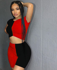Sexy Splice Contrast Sports Two Piece Set XYF-9018