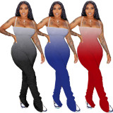 Sexy Spaghetti Strap Ruched Stacked Jumpsuit XYF-9036