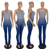 Sexy Spaghetti Strap Ruched Stacked Jumpsuit XYF-9036