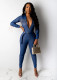 Sexy Tassel Long Sleeve Belted Denim Jumpsuits SHD-9210