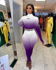 Gradient Letter Long Sleeve Two Piece Pants Set MOF-5185