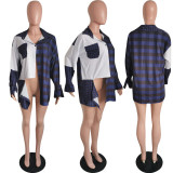 Casual Loose Patchwork Plaid Blouse Tops HMS-5379