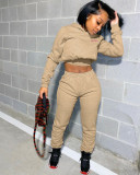 Casual Solid Color Sweatshirt Letter Print Two Piece Set LSD-8796
