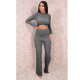 Solid Long Sleeve Two Piece Pants Set SMR-9755