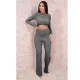 Solid Long Sleeve Two Piece Pants Set SMR-9755