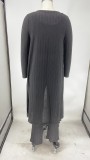 Solid Rib Tanks+Long Cloak+Pants 3 Piece Sets XMY-9264