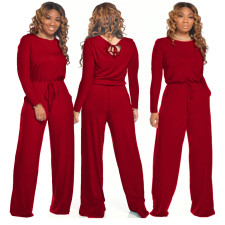 Solid Long Sleeve Casual Loose Jumpsuits SMR-9682