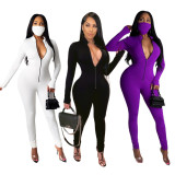 Sexy Long Sleeve Zipper Tight Jumpsuits Without Mask SMR-9732