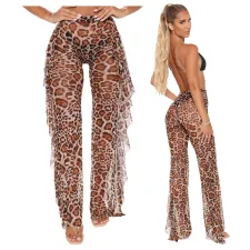Sexy Mesh See Through Printed Ruffled Pants SMR-9763-1