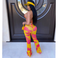 Sexy Printed Mesh Mid Waist Boot Cut Pants SMR-9765