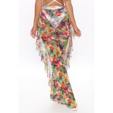 Sexy Mesh See Through Printed Ruffled Pants SMR-9763-1