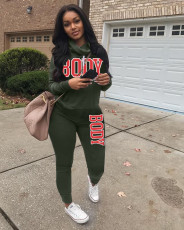 Letter Print High Collar Long Sleeve Two Piece Sets LSD-9025
