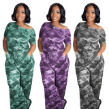 Camo Print Casual Loose One Piece Jumpsuits SMR-9686