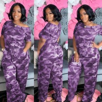 Camo Print Casual Loose One Piece Jumpsuits SMR-9686