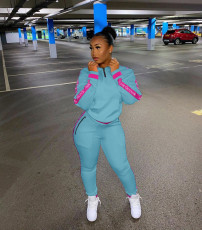 Sweatshirts Patchwork Letter Casual Sports Two Piece Set NYF-8012