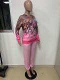 Cartoon Print Hoodies Pants Two Piece Sets LSD-9019