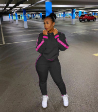 Sweatshirts Patchwork Letter Casual Sports Two Piece Set NYF-8012