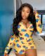 Lips Print Long Sleeve Buttons Bodycon Rompers LSD-8788