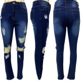 Plus Size 4XL Denim Ripped Hole Skinny Jeans LSD-8775