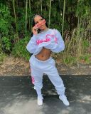 Casual Printed Sweatshirt Two Piece Pants Set LSD-9009